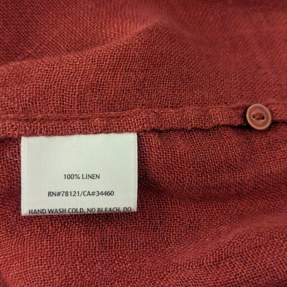 Brick Red Eileen Fisher Linen Blouse - Picture 6 of 7